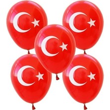 Wishora Store Yıldız Türk Bayraklı Balon 20 Adet