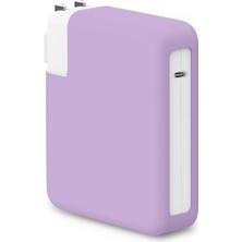 Wishora Store Macbook Şarj Adaptör Için Kılıf (85W-87W-96W) Matte Silicone Lila