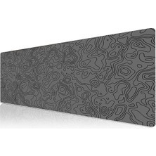 Wishora Store Pro - 4 Farklı Model Dikişli Kenar 120X60 cm Oyuncu Gaming Mouse Pad (Dark Grey Map Lines)