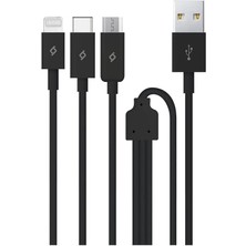 Wishora Store Trio Type-C-Lightning-Micro USB 120CM Şarj Kablosu, Siyah