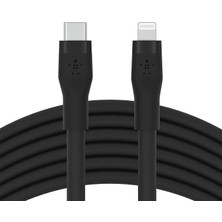 Wishora Store Boostcharge Flex Silikon USB Tip C - Yıldırım Kablosu (3M/10FT), Mfi Sertifikalı 20W Hızlı Şarj Pd Güç Dağıtımı - Siyah