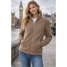 Luxic Core Unisex Peluş Ceket Dik Yaka Fermuarlı Rahat Kesim Günlük Kullanım