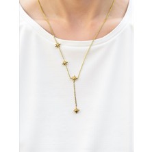 JUVENICAN Çelik Yıldızlı Y Kolye Sarı M2