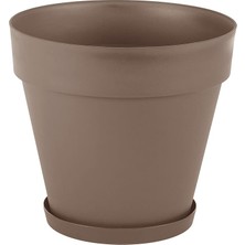 Wishora Store YS06 Yalı Saksı Drenaj Aparatlı Tabaklı Dekoratif Saksı 37CM, 23 Litre Mocha