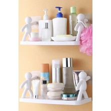 Wishora Store 2'li Banyo Mutfak Organizer, Şampuan Kozmetik Baharat Kavanozu Düzenleyici, Yapışkanlı Raf Çöp Adam