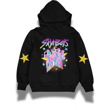 Fuddy Moda Sajaboys Yıldızlı Kol Baskılı Çocuk Kapüşonlu Sweatshirt, Unisex Kpop Demon Hunters Temalı Hoodie