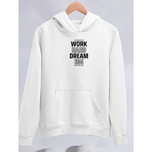 Fresco Scarfs Kışlık Üç İplik Kapşonlu SweatShirt - Beyaz