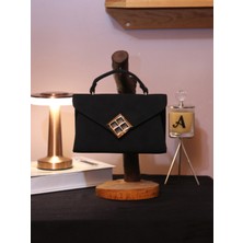 Alvora Süet Geometrik Tokalı Kapaklı Mini El & Omuz Çantası