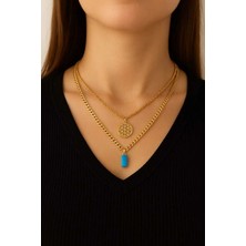 Stilly Kararmaz Çelik Yaşam Çiçeği Motifli Kolye