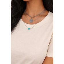 Stilly Kararmaz Çelik Yaşam Çiçeği Motifli Kolye