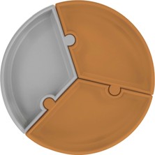 Butik Bfs Puzzle Vakum Tabanlı Silikon Tabak Woody Brown / Powder Grey