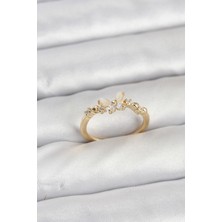 Callerrons Accessories Kelebek Model Gold Renk Pirinç Kadın Yüzük - EBJ251219W38784