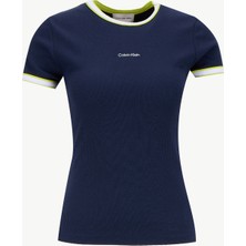 Calvin Klein Jeans Bisiklet Yaka Düz Mavi Kadın T-Shirt LV047D201GCEF