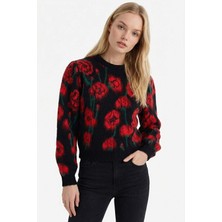 DeFacto Regular Fit Bisiklet Yaka Çiçekli Triko Kazak G8227AX25WN