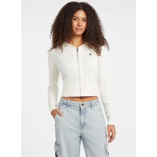 Guess Jeans Beyaz Kadın Hırka Guess Jeans Kadın Yün Karışımlı Tri