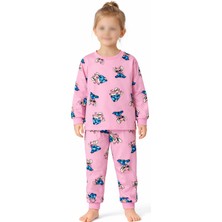 Alkın Kids Kız Çocuk 4-8 Yaş Stitch Desenli %100 Pamuk Interlok Kumaş Pijama Takımı