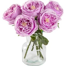 Nettenevime Yapay Çiçek Islak Gül Şakayık Katmerli Gül Lila Renk Gerçeksi Dokunuş 45CM