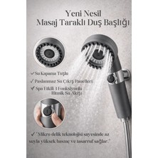 Noctis Nest Masaj Taraklı Duş Başlığı Yüksek Basınçlı Su Kapama Tuşlu 3 Fonksiyonlu Su Tasarruflu