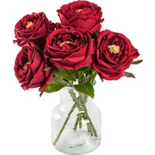 Nettenevime Yapay Çiçek Islak Gül Şakayık Katmerli Gül Bordo Renk Gerçeksi Dokunuş 45CM