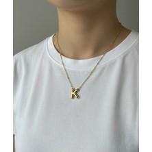 Stilly Kararmaz Çelik K Harf Balon Kolye