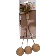 Ozlstor Eastland Ipli Tüylü Çıngıraklı Top Kedi Oyuncağı 6