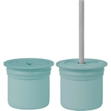 Mey İthalat Bfs Pipetli Silikon Bardak Seti Aqua Green / Powder Grey