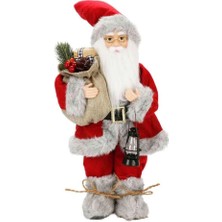Mey İthalat Bfs Gri Kürklü Noel Baba Dekoratif Biblo 41 cm
