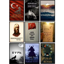Exin Türk Destanı ve Bozkurt Temalı 9’lu Ahşap Poster Seti