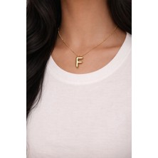 Stilly Kararmaz Çelik F Harf Balon Kolye