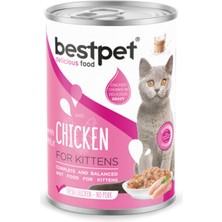Ozlstor Bestpet  400 gr x 12 Adet Yavru Kediler Için, Taze Tavuk Parça Etli ve Sütlü Yaş Mama