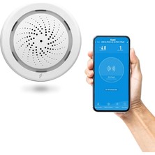 Wishora Store Akıllı Iç Ortam Siren / Isı Nem Ölçer, Wifi, Google Asistan ve Tuya, Uzaktan Kontrol