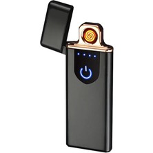 Wishora Store Metal Çerçeveli USB Şarjlı Dokunmatik Alevsiz Elektronik Tesla Çakmak Hediye Çakmak FC375