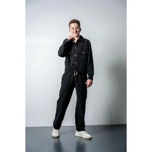 Queen Kids Queenkids Erkek Çocuk Keten Cepli Takım Siyah