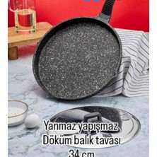 Balık Tavası Gözleme Tavası 34 cm Döküm Granit