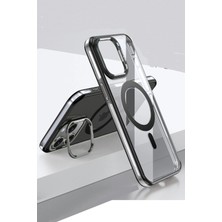 Fuchsia iPhone 15 Pro ile Uyumlu Drop Kablosuz Şarj Özellikli Kapak - Siyah