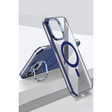 Fuchsia iPhone 15 Pro ile Uyumlu Drop Kablosuz Şarj Özellikli Kapak - Lacivert