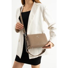 Asel Çanta , 5 Gözlü ,içi Astarlı ,vizon desenli bayan Kol ve Bayan Çapraz Çantası