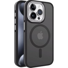Fuchsia iPhone 15 Pro Max ile Uyumlu Winner Kablosuz Şarj Özellikli Kapak - Siyah