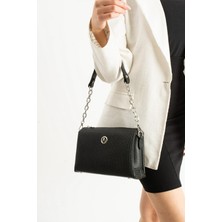 Asel Çanta , 5 Gözlü ,içi Astarlı ,siyah baskılı bayan Kol ve Bayan Çapraz Çantası