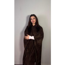 Nuvy Giyilebilir Hoodide Battaniye Kahverengi