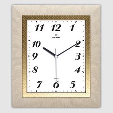 Ozlstor Duvar Saati Krem, ÇAP:30.5X35.5CM Akrilik Boya, Varak Baski, Abs, Mineral Cam, Sessiz Makine