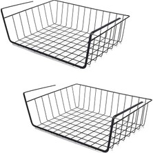 Wishora Store 2 Adet Paslanmaz Metal Kanguru Raf Altı Sepeti [siyah] Raf Çelik Sepet Askılı Raf Düzenleyici Sepet