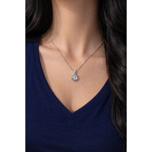 Stilly Kararmaz Çelik Yuvarlak Parlak Taşlı Kolye