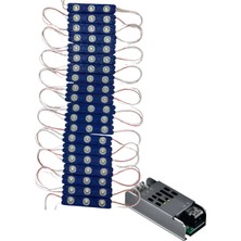Powerr Led Aydınlatma 20 Adet 12 Volt 1.2 Watt 3 Lensli Turkuaz 2835 Smd LED Modül IP65 5A Slim Trafo Set