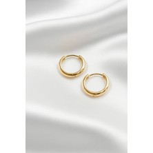 Çekirdek Jewelry 925 Ayar Gümüş Düz Sade Halka Küpe