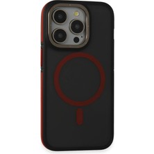 Fuchsia iPhone 14 Pro ile Uyumlu Kılıf Rocky Kablosuz Şarj Özellikli Kapak - Siyah-Kırmızı