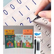 Wishora Store Store Sihirli Yazı Seti Silinebilir Kelemli Kabartmalı Defter Yazma Öğretici 4 Kitap+1 Kalem+5 Yedek Uç, Çok Renkli