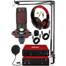 Wishora Store Cxn-30 Paket-9 GLX-800 Profesyonel Ses Kartlı Condenser Mikrofon Stand Kulaklık Seti