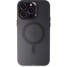 Fuchsia iPhone 15 Pro ile Uyumlu Kılıf Mateks Kablosuz Şarj Özellikli Kapak - Siyah