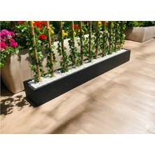 KRB Ahşap Uzun Saksı, Ahşap Saksı 1 Metre, Uzun Ince Saksı, Iç Mekan Dış Mekan Uyumlu, Antrasit Renk Gri